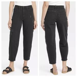 NWT Universal Thread Women's High Rise Balloon Jeans Black Size 8